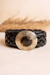 Narrow black leather belt