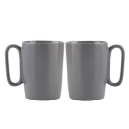 Two grey ceramic mugs with handles, each holding 250 ml of liquid. The mugs have a simple, minimalist design and are part of the FUORI 30015 collection.