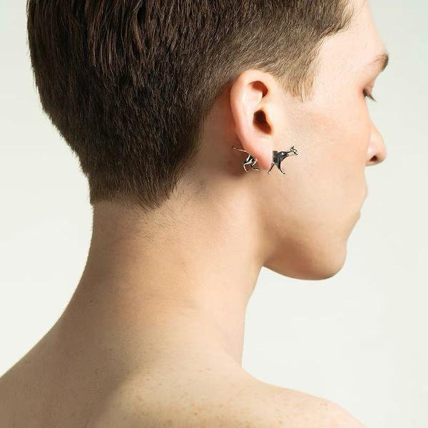 Whimsical Cat & Dog Front Back Earring