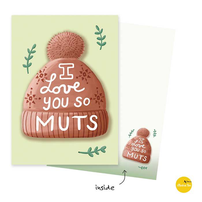 carte de voeux je t'aime tellement bonnet