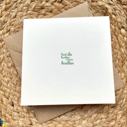 A square white card with the text "toast de bonne nallen" written in green cursive font, indicating a wedding or celebration-themed card.