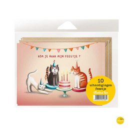 10 Invitation cards cats + env.