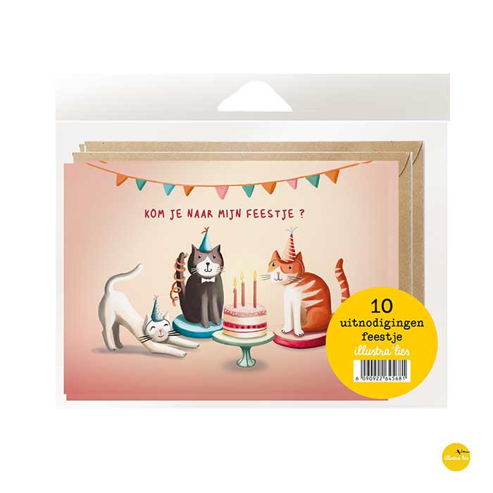 10 Invitation cards cats + env.