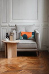 Dunes velvet cushion with geometric patterns