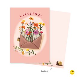 Lykønskningskort tak blomsterpost