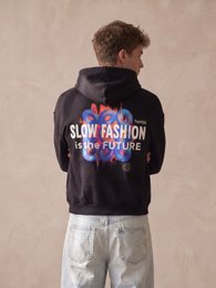 Felpa Slow Fashion Nera 330g Coupe boxy | Horda Fabriqué en Italie
