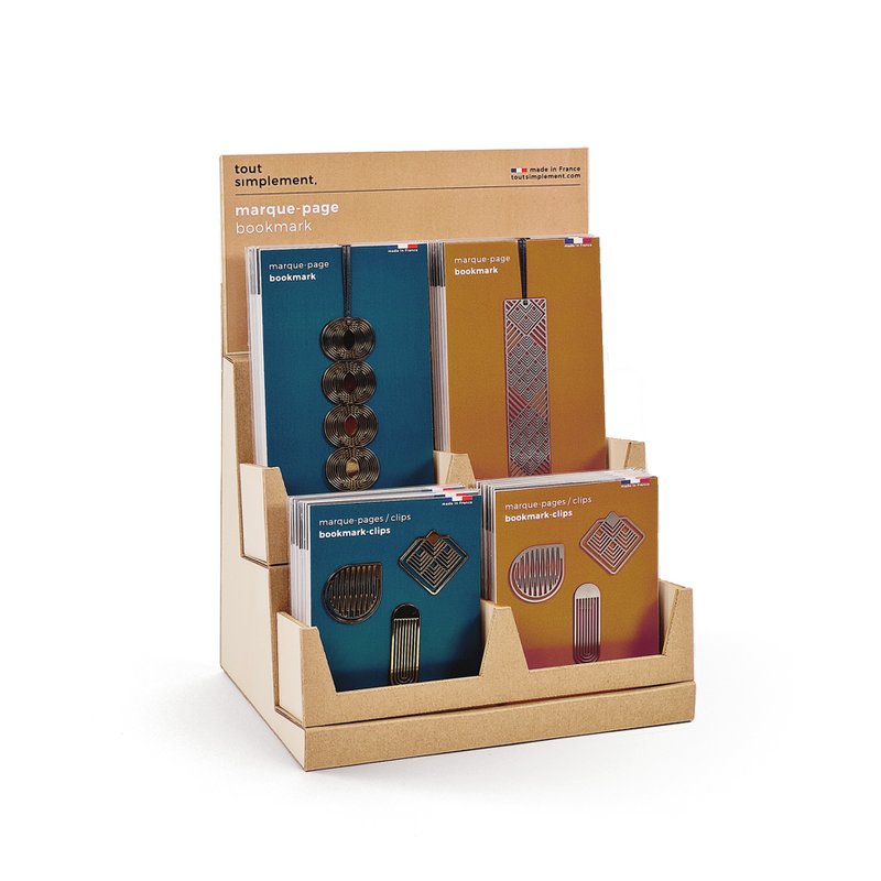 Display box full of 48 bookmarks / metal clips - graphic + free display