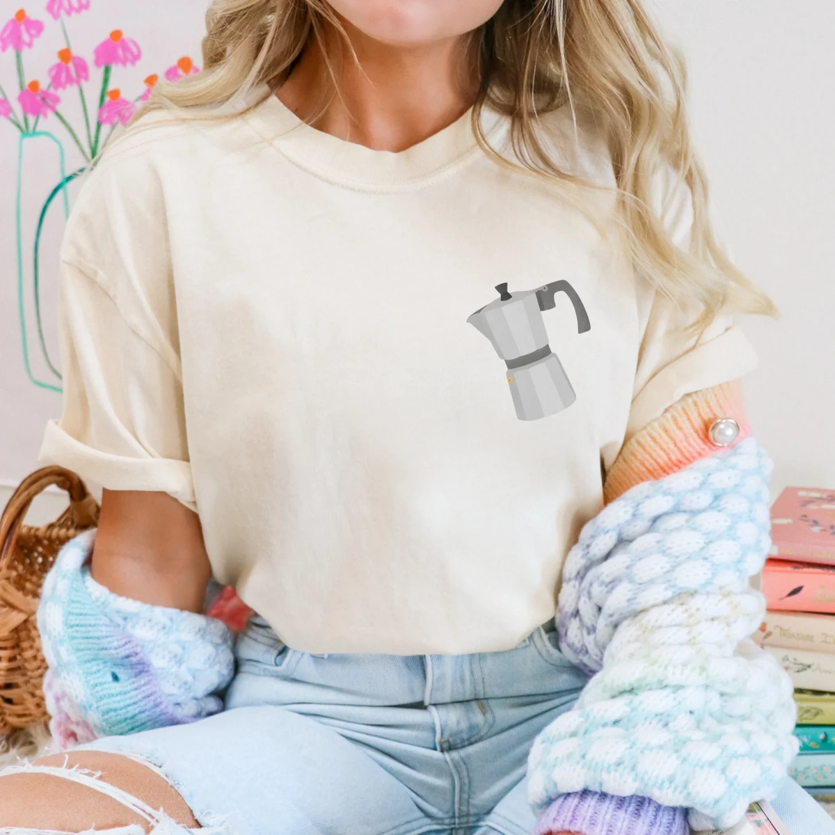 T-Shirt Coffee ORGANIC COTTON Coffee Pot - Gift Coffee Lovers Shirt Espresso Pot