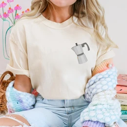 T-Shirt Coffee ORGANIC COTTON Coffee Pot - Gift Coffee Lovers Shirt Espresso Pot