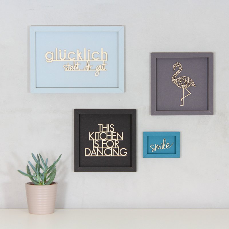 MOMENTS OF HAPPINESS frame card wood lettering