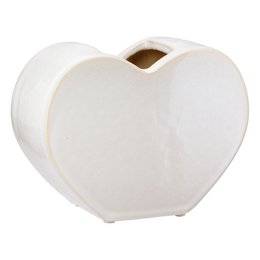 Vase Herz Heart glasiert weiß, H.14 cm
