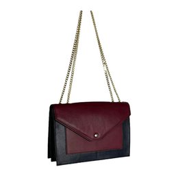 Leather Shoulder Bag with Chain Handles and Button Flap 56848
