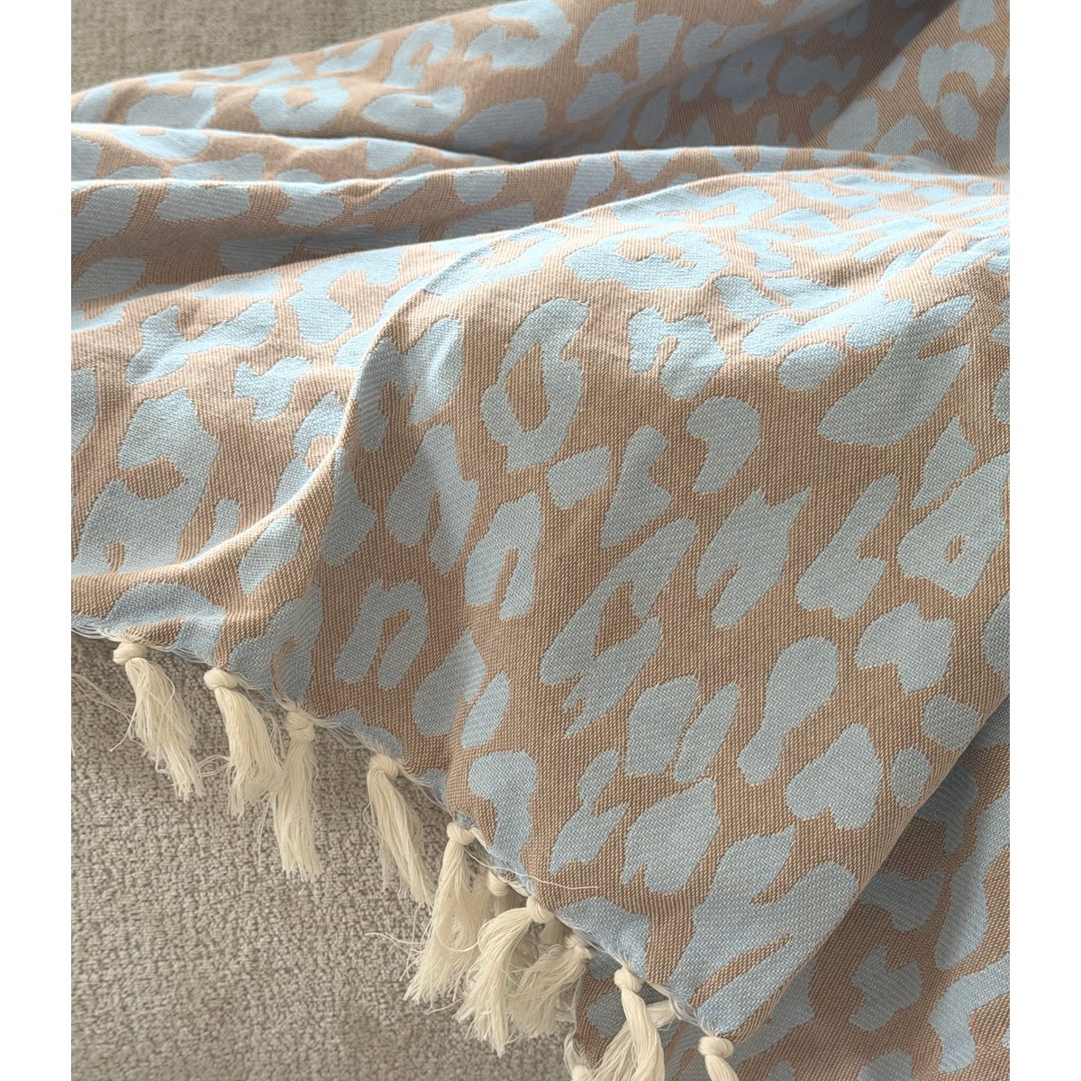 Plaid Throw Leopard - Caramel Blue - 150x250cm