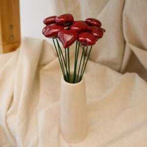 Keramiek hart op stokje ⌀ ca. 2,5cm
