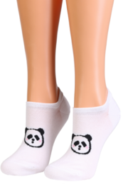 ALONDRA hvide low-cut sokker med panda