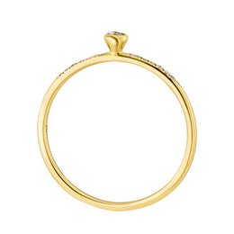 Anillo pequeño, diamante blanco, oro amarillo de 14 quilates