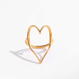 Open heart-shaped gold ring with statement design.