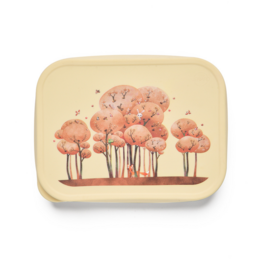 Boîte à lunch JENARD® pour enfants, acier inoxydable avec couvercle en silicone, avec séparateur, crème / forêt avec animaux