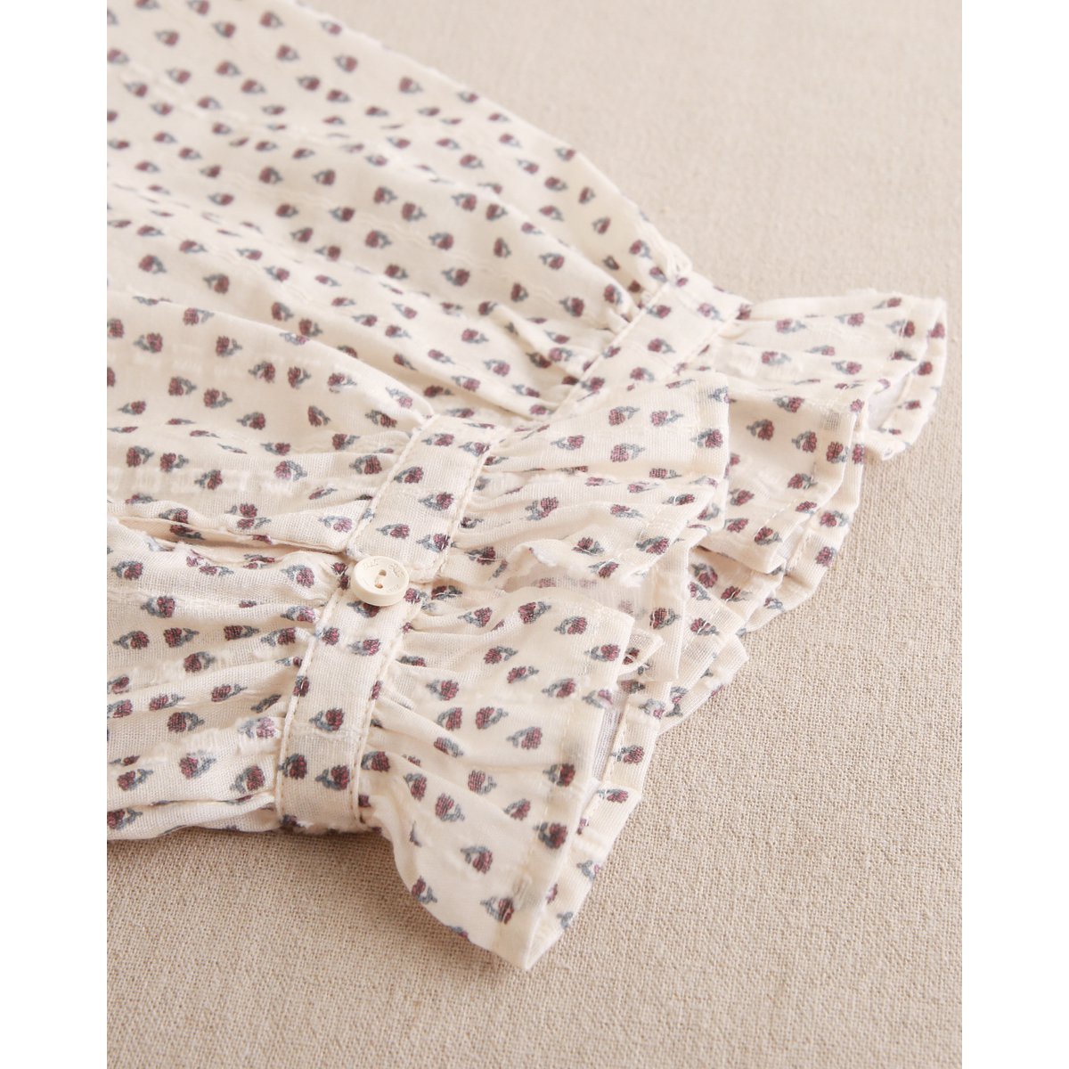 Chemisier fleuri pour fille avec texture et nœud au cou P79-11604155