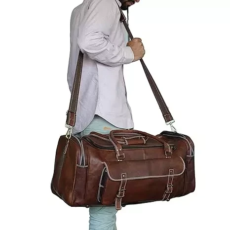 Håndlavet fuldnarvet læder "Legacy" duffel – 24" (61 cm) Artisan Vintage rejsetaske med øko-garvet bæredygtighed