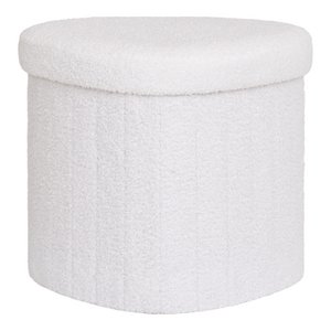 Medford Pouf – Weiß, Polyester/Schaum/Sperrholz, 36,5 x 42,5 x 37,5 cm