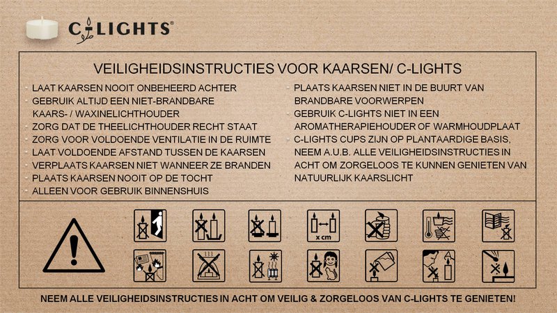C lys | UNIVERSAL NY PAKKE | Øko fyrfadslys | Vegansk | 40 styk | 6 brændetimer