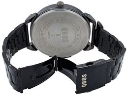 Reloj de hombre QBOS con correa de acero inoxidable, negro + marrón