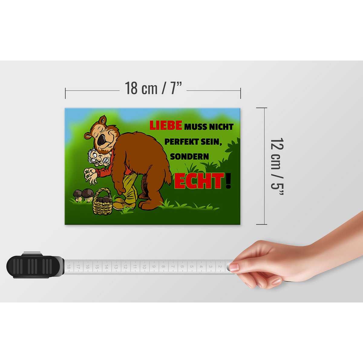 Tin sign saying 18x12cm Love is not perfect but real sign