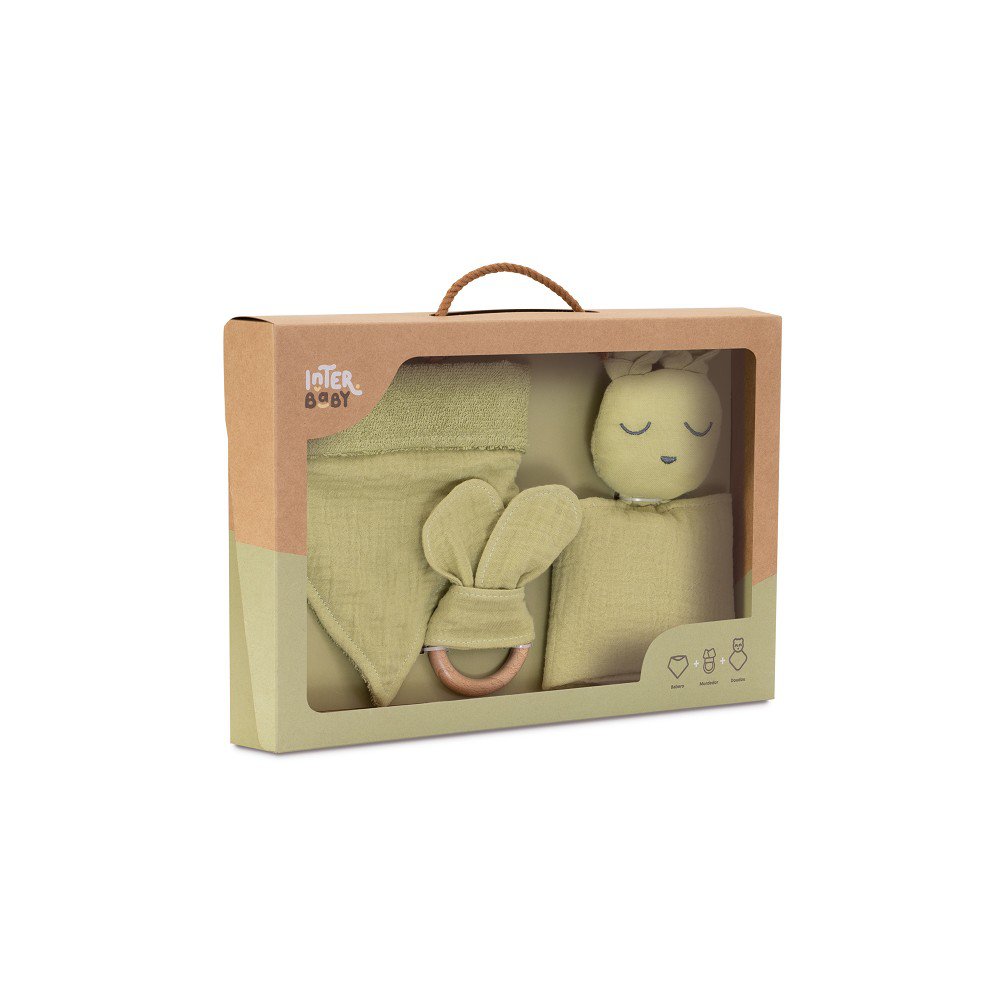 SET DOUDOU + BANDANA + Bijtring - MOD. OSO - OLIJFGROEN