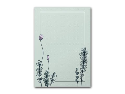 magnetic notepad DIN A7, green, moss motif