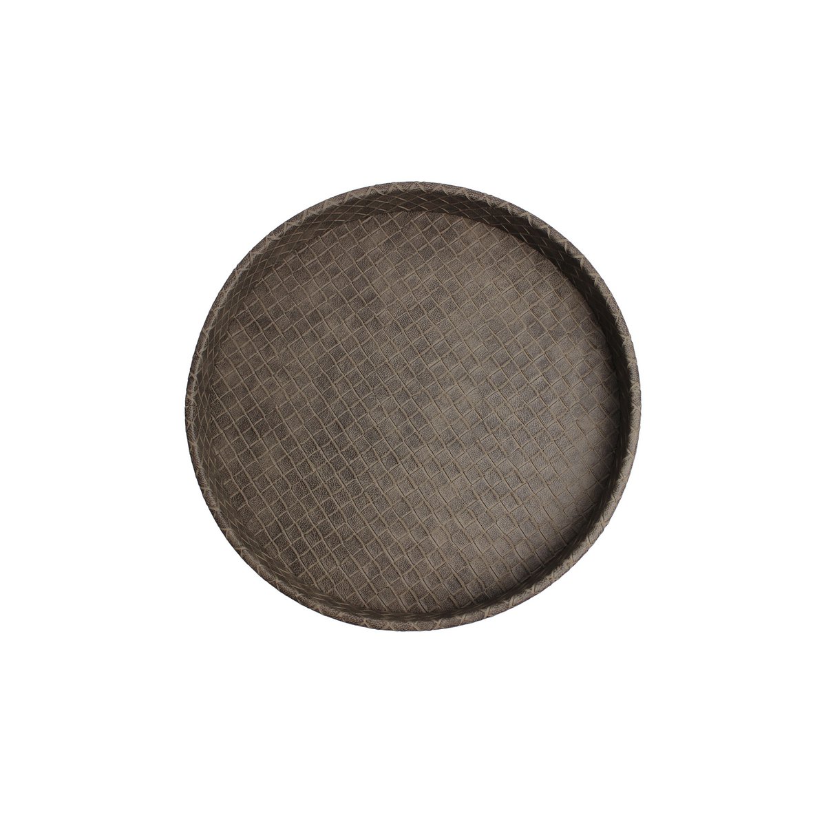Ronde dienblad synthetisch leer bruin diamanten 26 × 26 × 4 cm