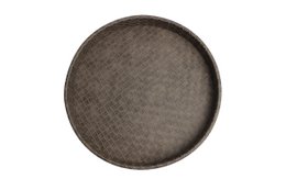 Ronde dienblad synthetisch leer bruin diamanten 26 × 26 × 4 cm