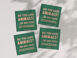 Veganistische stickers voor binnen en buiten 'Hou van alle dieren, niet alleen huisdieren'