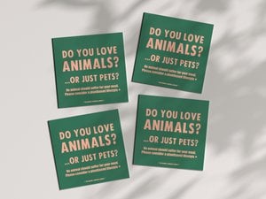 Veganistische stickers voor binnen en buiten 'Hou van alle dieren, niet alleen huisdieren'
