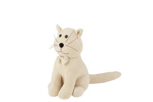 J -Line Door Stop Cat butterfly Das - Textile - Ecru