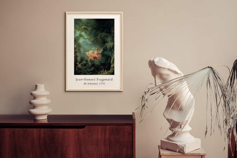Póster Jean-Honoré Fragonard - El Columpio en Passe-partout