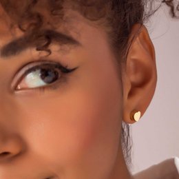 Cube Heart Gold Plated Earrings
