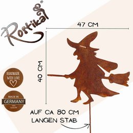Rusty metal decorative witch | on stick and for hanging | Metal Halloween decoration