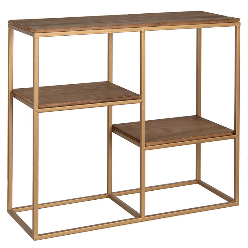 Wandrek 49 cm Goudkleurig Bruin Hout Muurrek