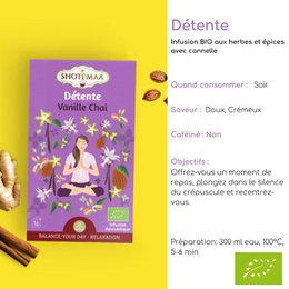 Entspannender Bio-Kräutertee – natürliche Aufgüsse, Chai-Vanille, idealer Abend mit faszinierenden Aromen – süßer und cremiger Geschmack – koffeinfrei