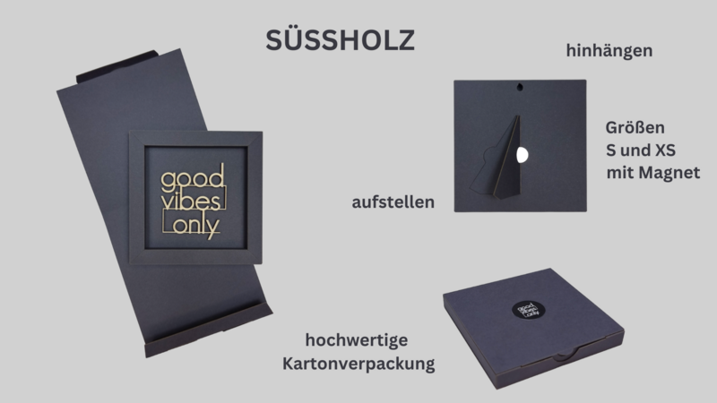 SCHWESTERHERZ- frame card wood lettering magnet