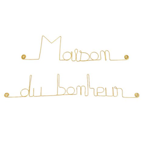 Wall Decoration in Golden Brass Wire "House of Happiness" - Wall Jewelry to pin