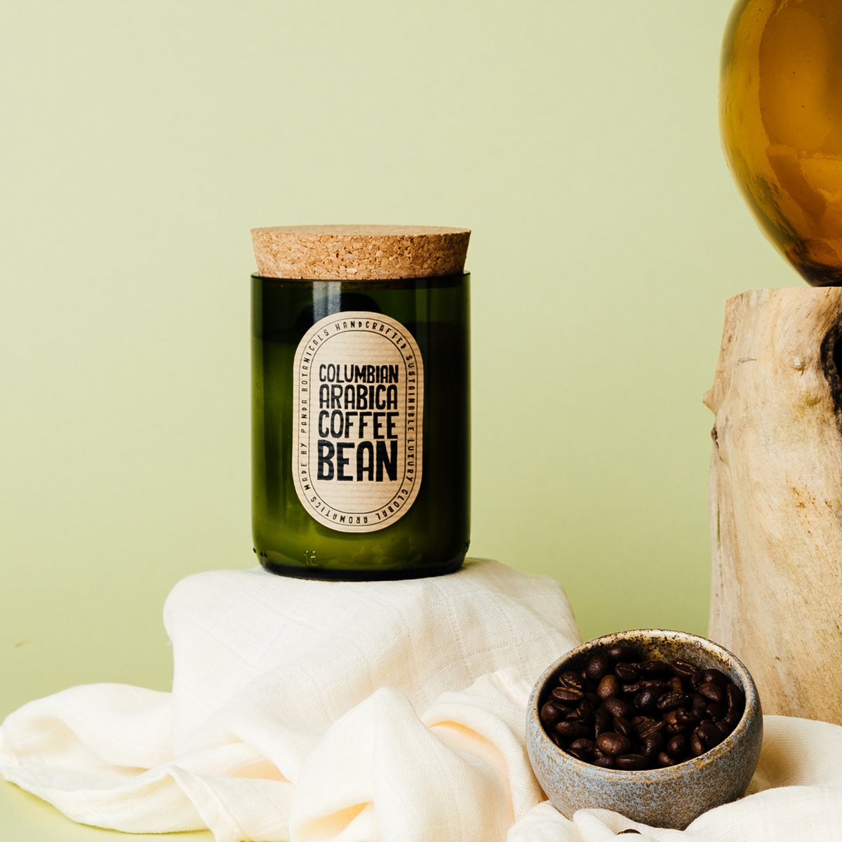 Candela di cera di soia in chicco di caffè Arabica Columbia - Vetro verde