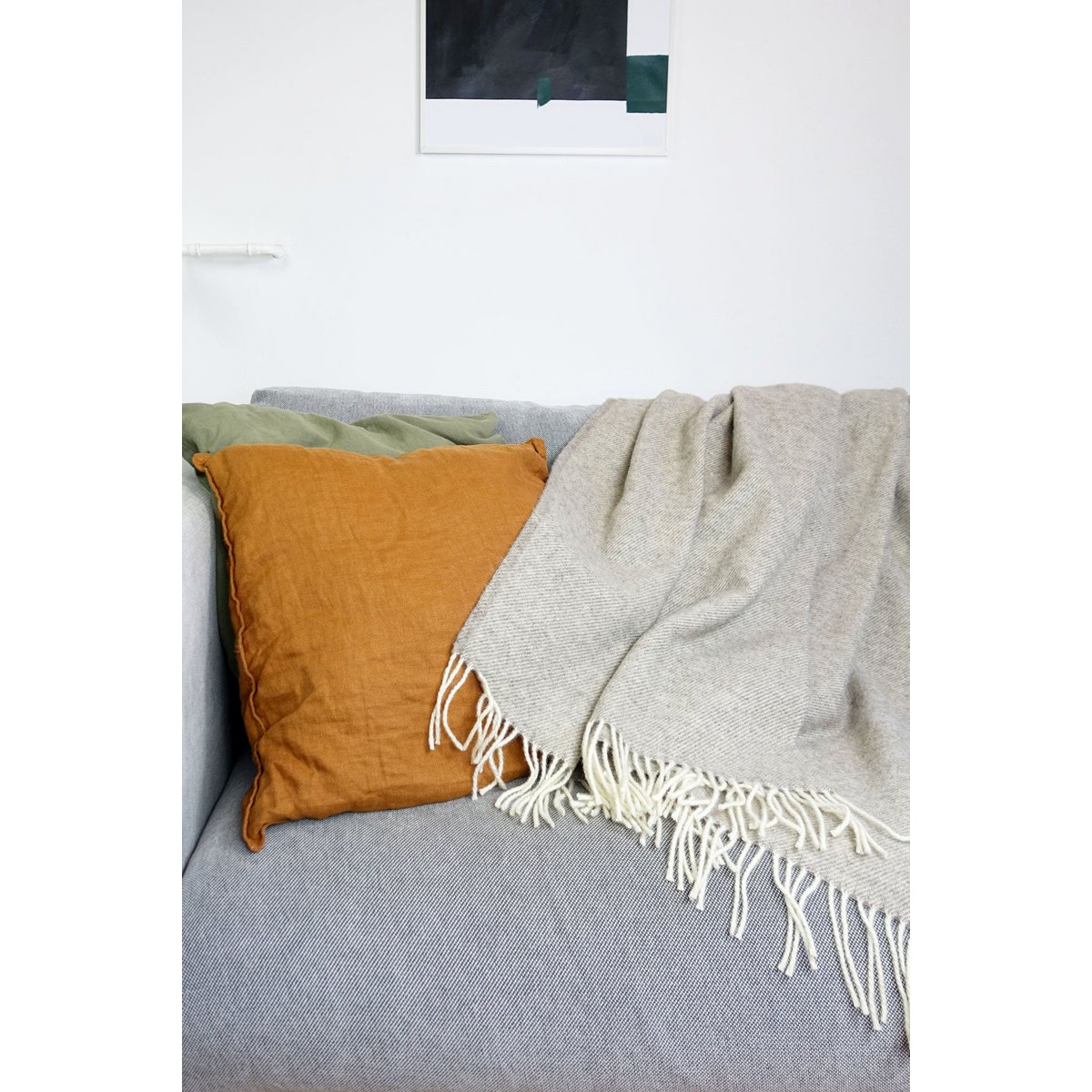 Wool blanket / cuddly blanket plain limestone
