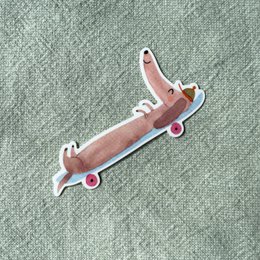 Vinilo adhesivo Skater Dachshund