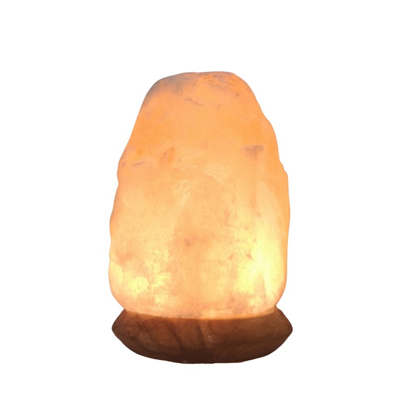 Lampa USB z kryształem soli himalajskiej – Rock 600g – Podstawa drewniana – Przedmiot dekoracyjny