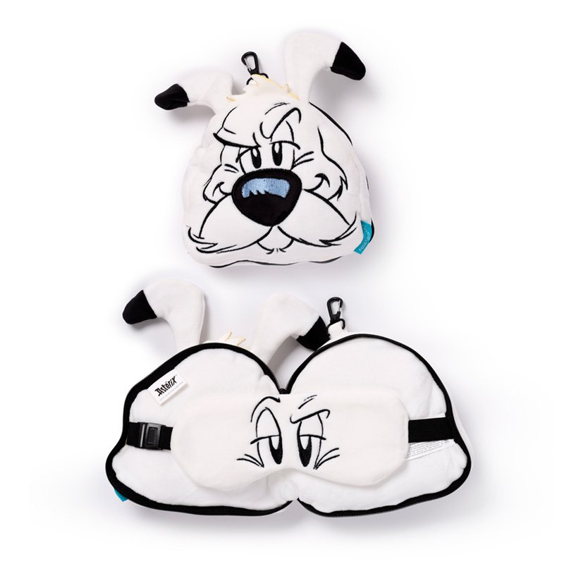Relaxeazzz Idefix (Dogmatix) Asterix Plüsch-Reisekissen und Augenmaske
