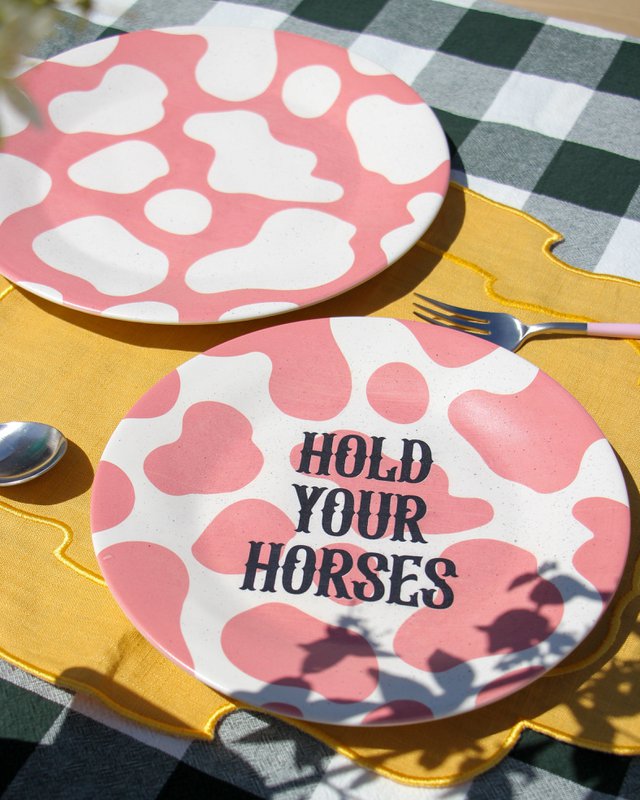 Dessertplade "Hold dine heste" Cowgirl -æraen