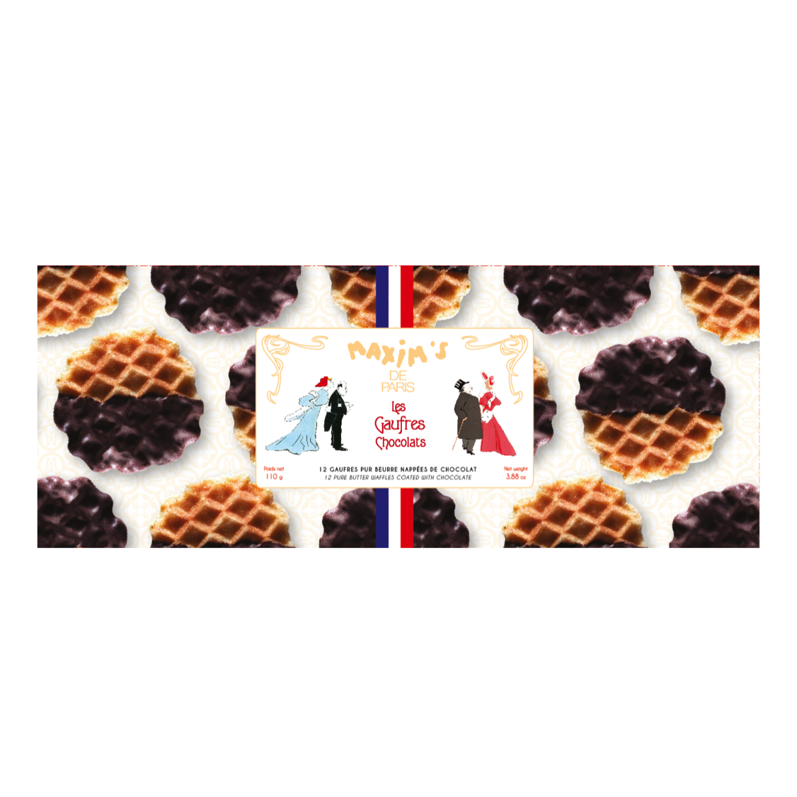 Doos met 12 pure chocoladewafels - 110 g