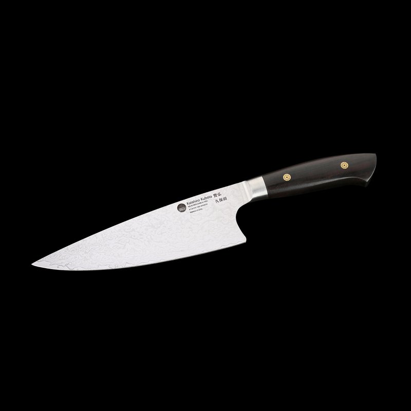 Couteau de chef KATAHIRO KUBOTA Sense 8 pouces en damas et manche en ébène